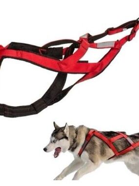 Adjustable Red Pulling Dog Harness for Large Breeds